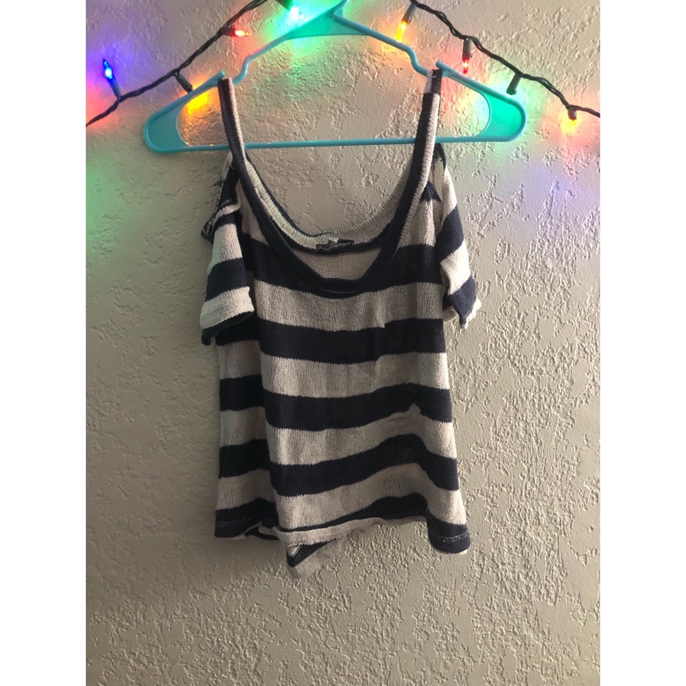 Navy and white striped tee